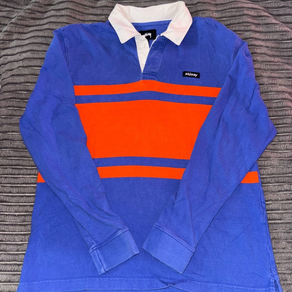 Stussy Blue and Orange Long Sleeve Tee